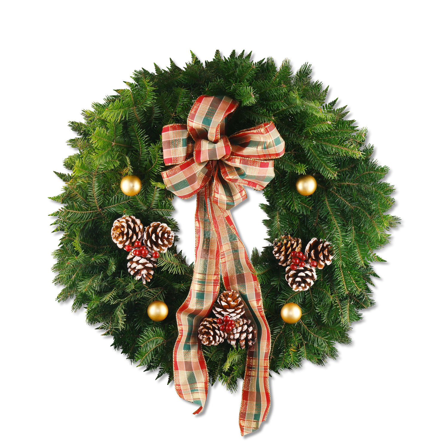 Red/Gold/Green Plaid Wreath